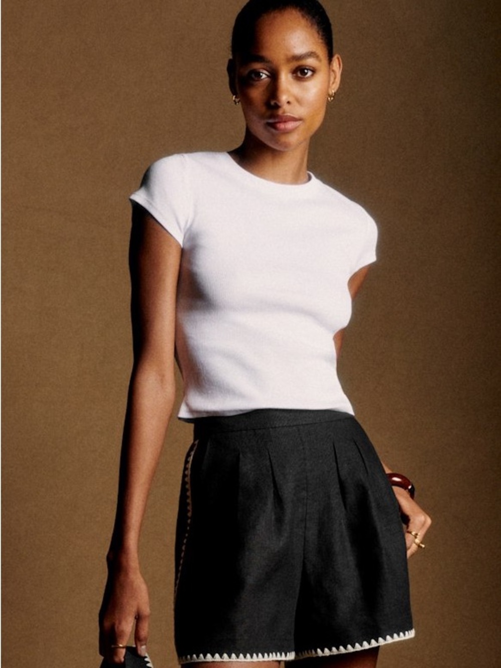 Sézane Nicolo Linen Shorts Black 36 NWT